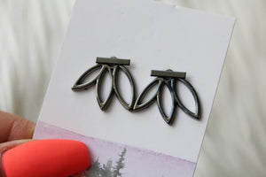 Gunmetal Lotus Earrings