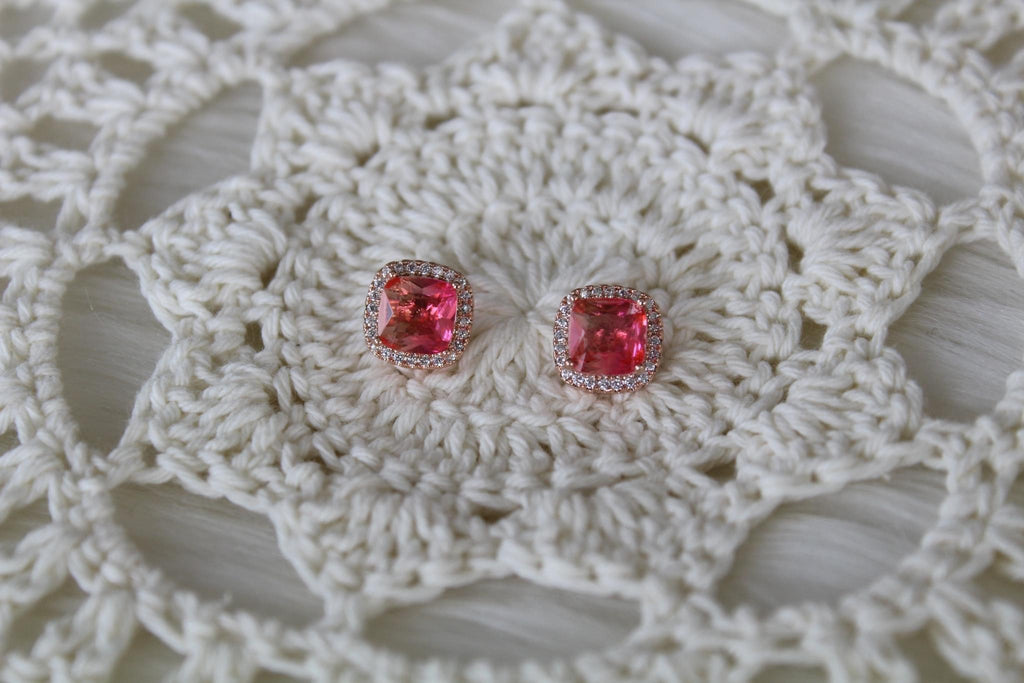 Pink/Rose Gold Sapphire Earrings