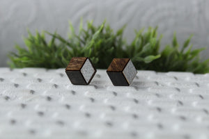 Wood Black/Silver Earrings