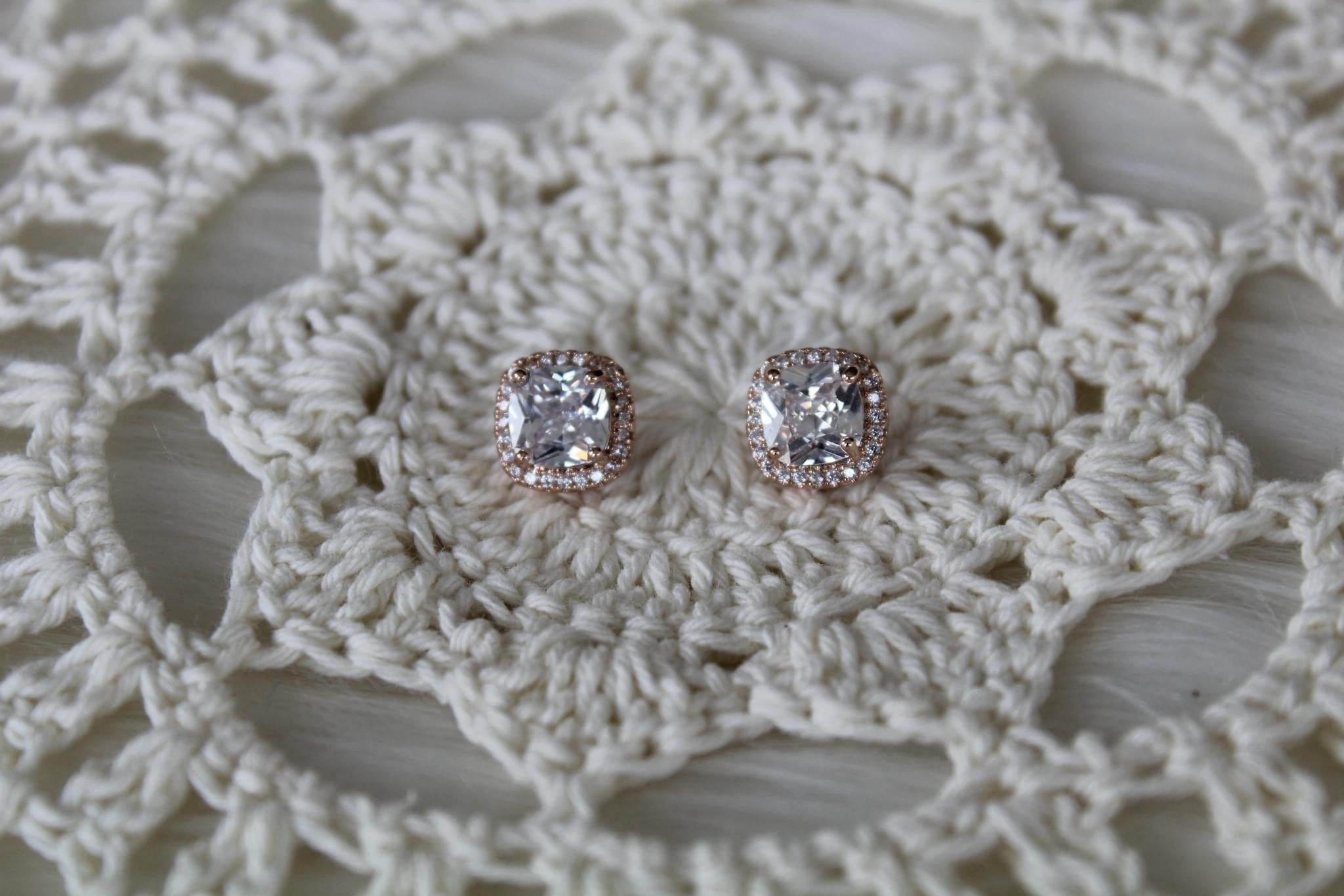 Diamond/Rose Gold Sapphire Earrings