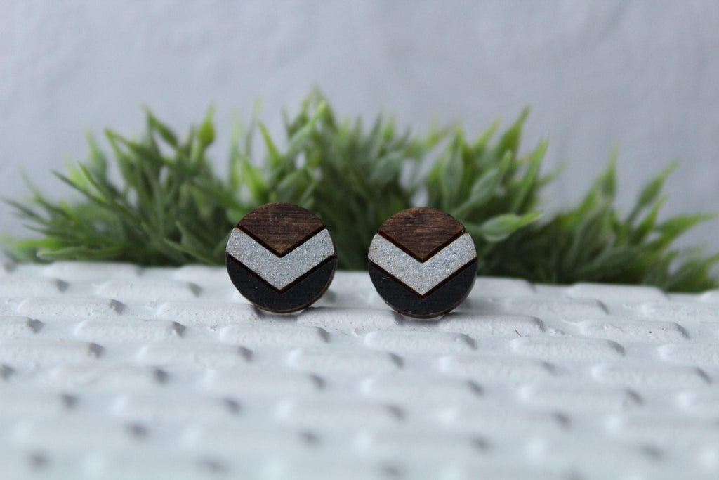 Chevron Silver/Black Earrings