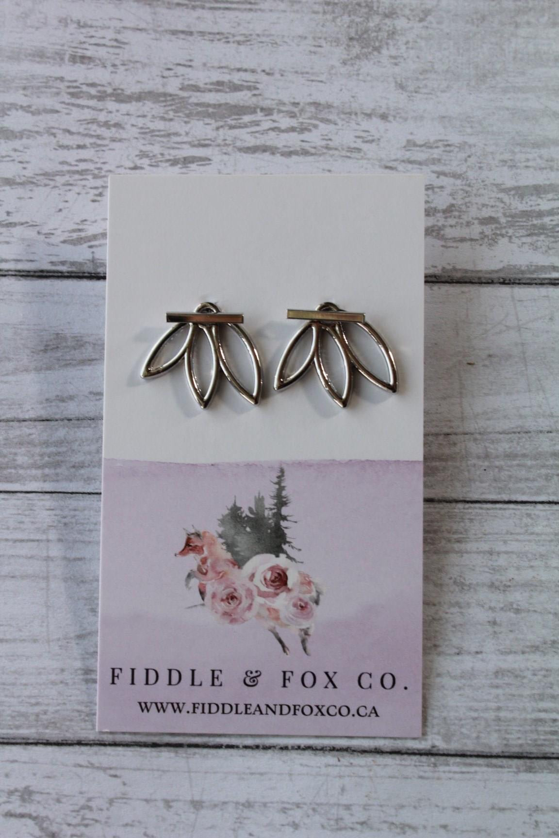 Silver Lotus Leaf Earrings