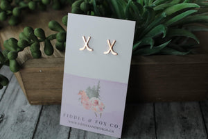 Rose Gold Hockey Stick Earrings