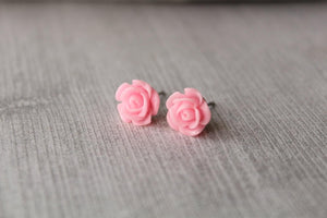 8mm Light Pink Rose Earrings