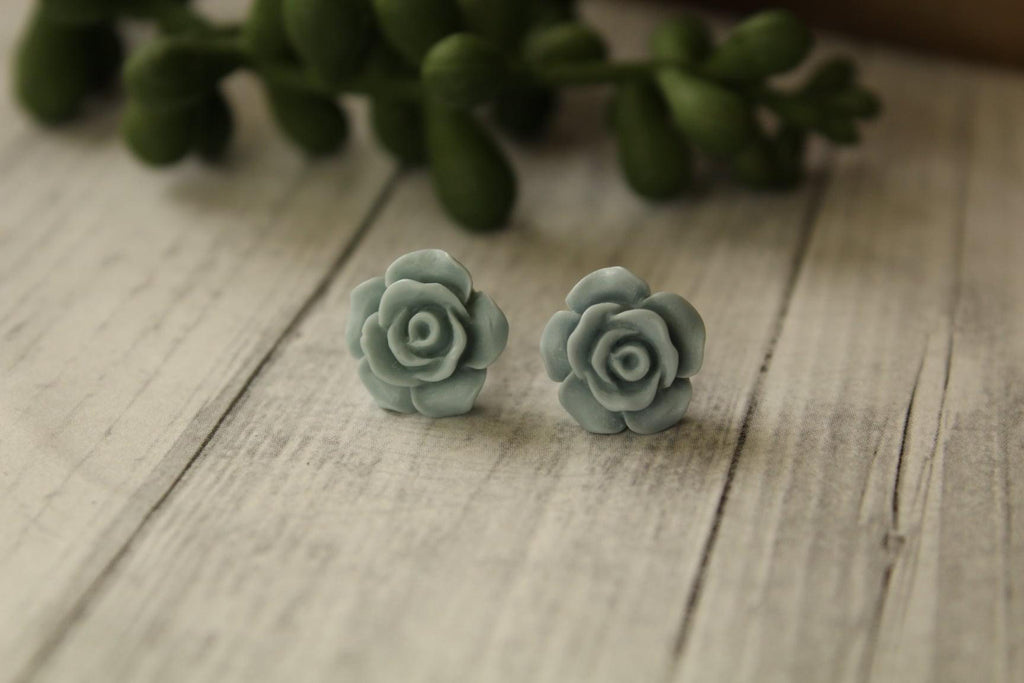 12mm Mint Flower Earrings
