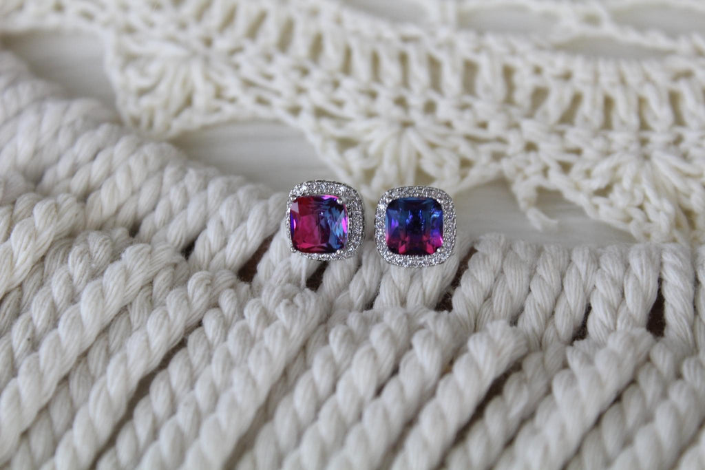 Purple/Blue Sapphire Earrings