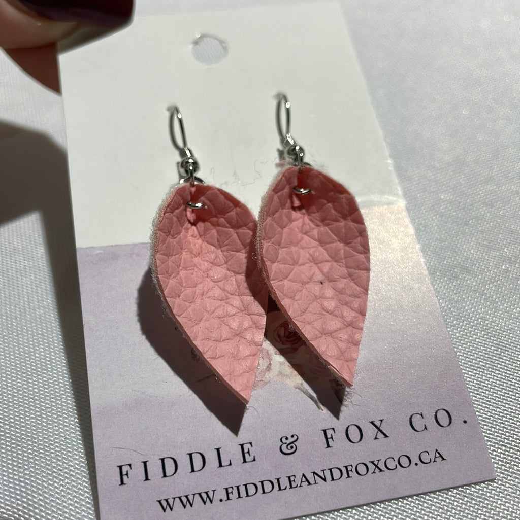 XS Pink Leather Earrings