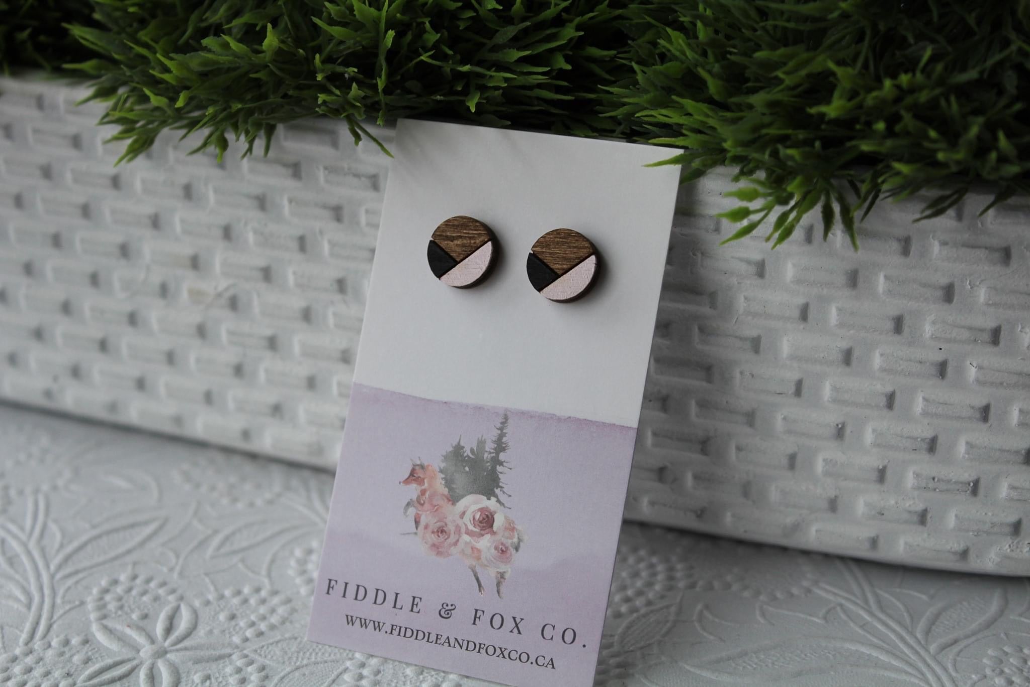 Wood Black/Pink Earrings