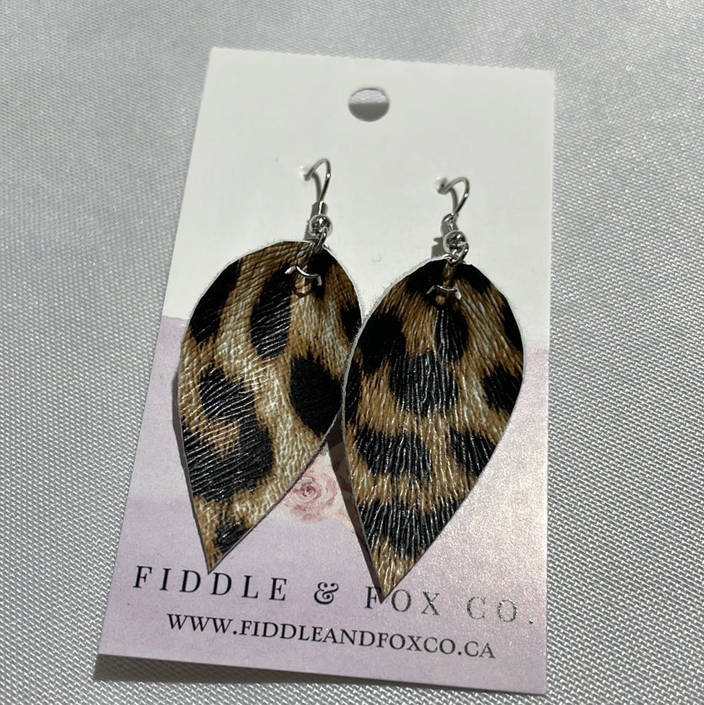 Cheetah Print Leather Earrings