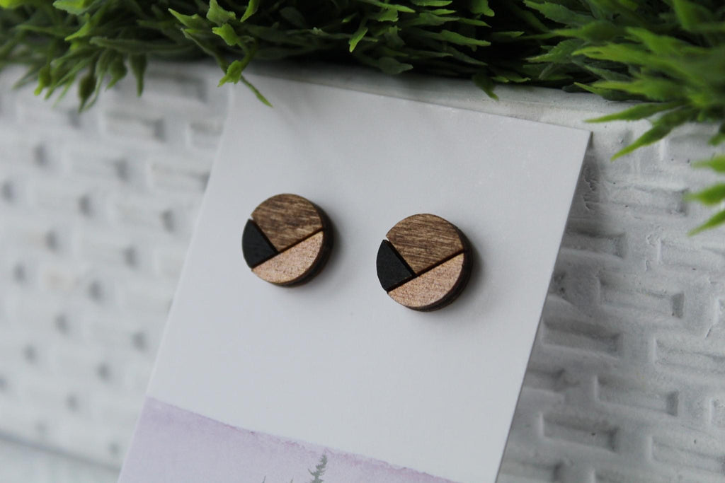 Wood Black/Rose Gold Earrings