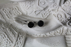 8mm Flat Black Earrings