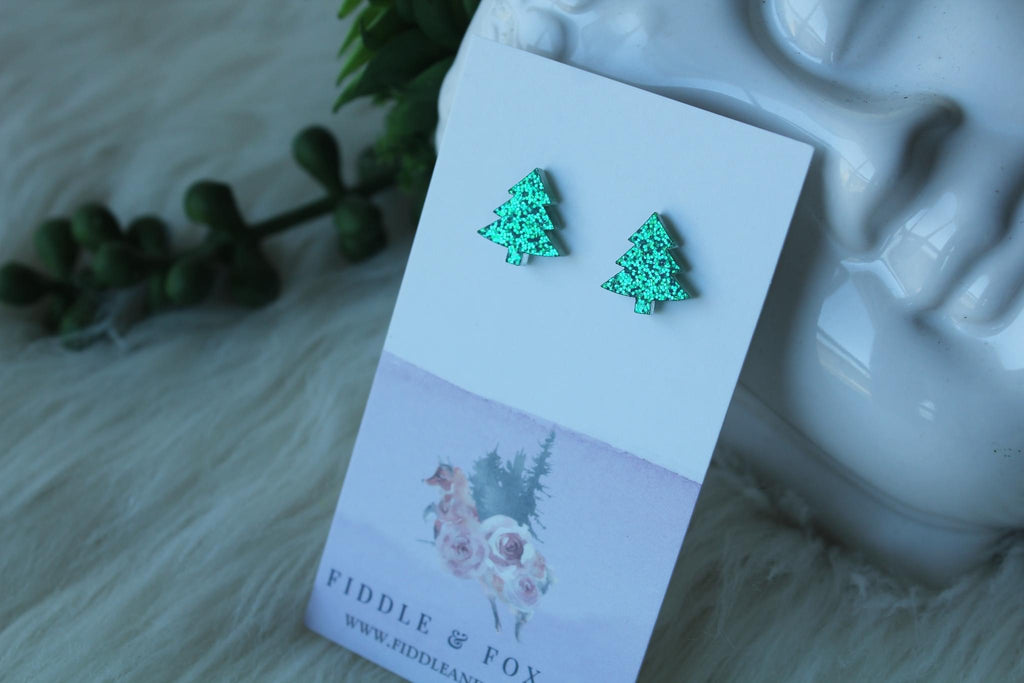 Glitter Tree Earrings