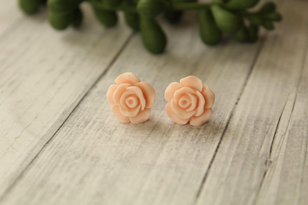 12mm Pink Flower Earrings