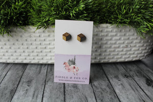 Wood Geometric Earrings Metallic Gold/Dark Grey