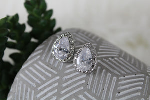 Silver Pear Cut Earrings